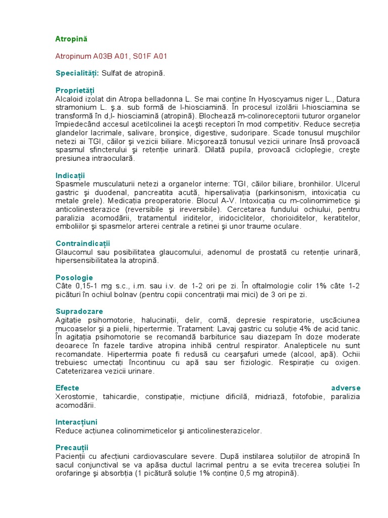 Remediile COLINOBLOCANTE (Anticolinergice, Colinolitice ...