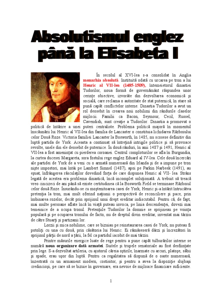 Absolutismul Englez | PDF