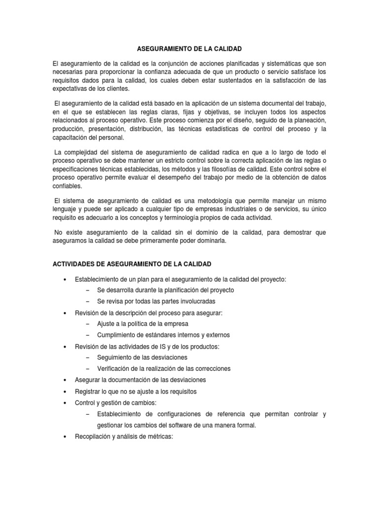 Aseguramiento de la Calidad ISO 9001 | PDF | Iso 9000 | Calidad (comercial)