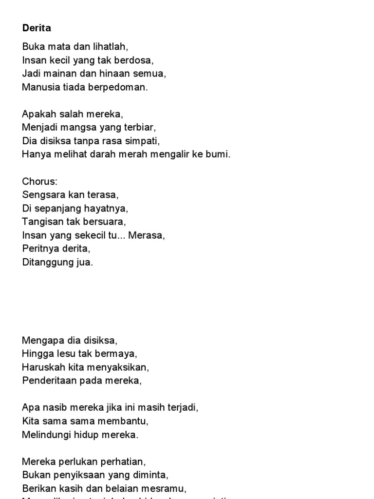 Lirik Lagu Derita