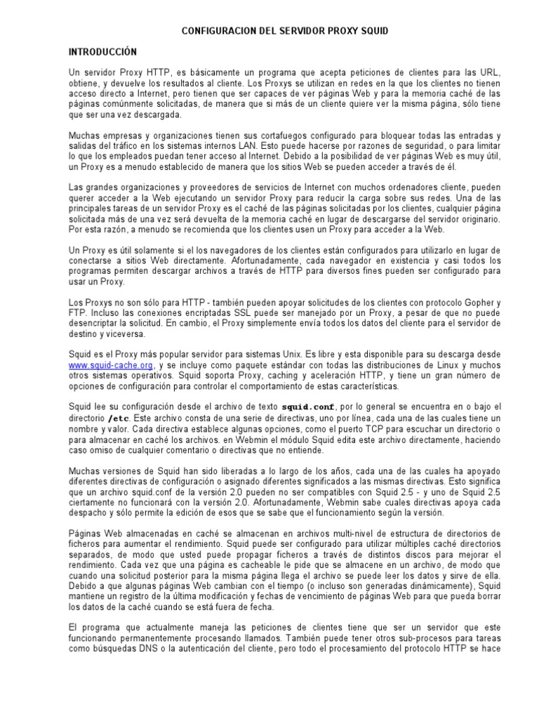 Servidor Proxy Squid | PDF | Servidor proxy | Protocolo de ...