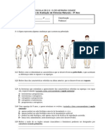 Avaliação de Ciências Naturais sobre Puberdade e Sistema Reprodutor