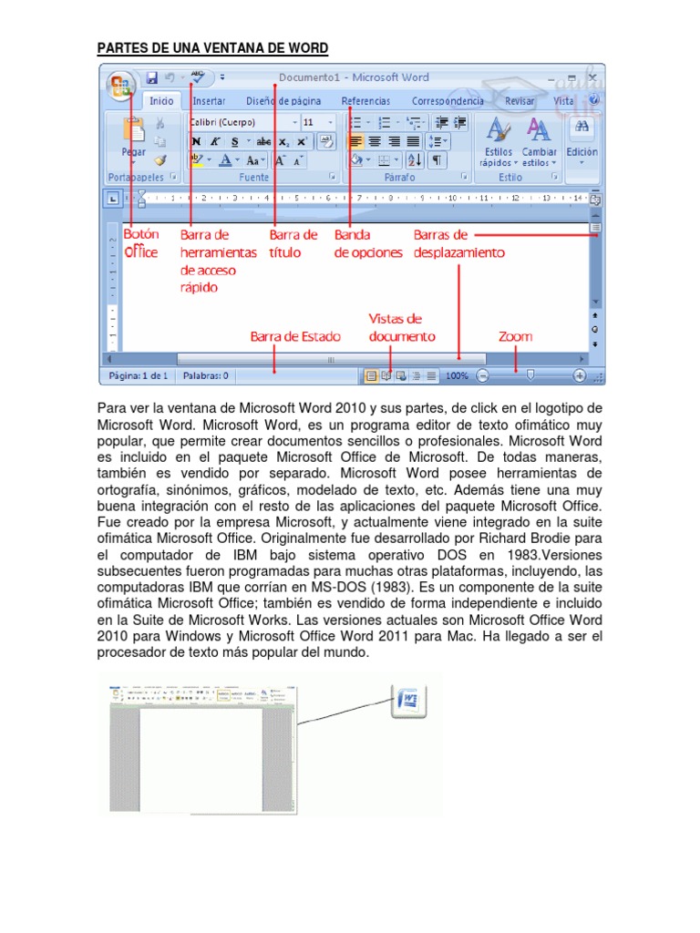 Partes de Una Ventana de Word | PDF | Microsoft Word | Microsoft Office
