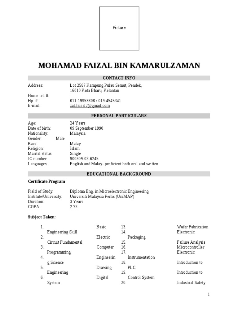 Contoh Resume Terbaik Lengkap dan Terkini Contoh Resume Terbaik Lengkap dan Terkini