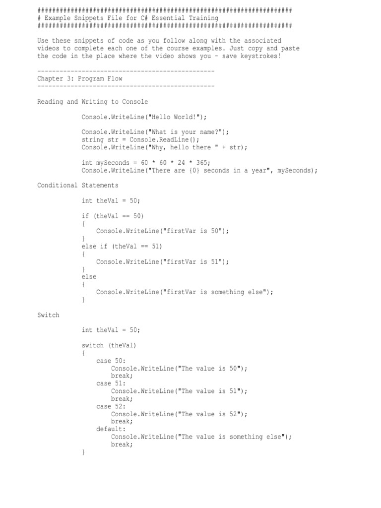Example Snippets | PDF | Filename | Computer File