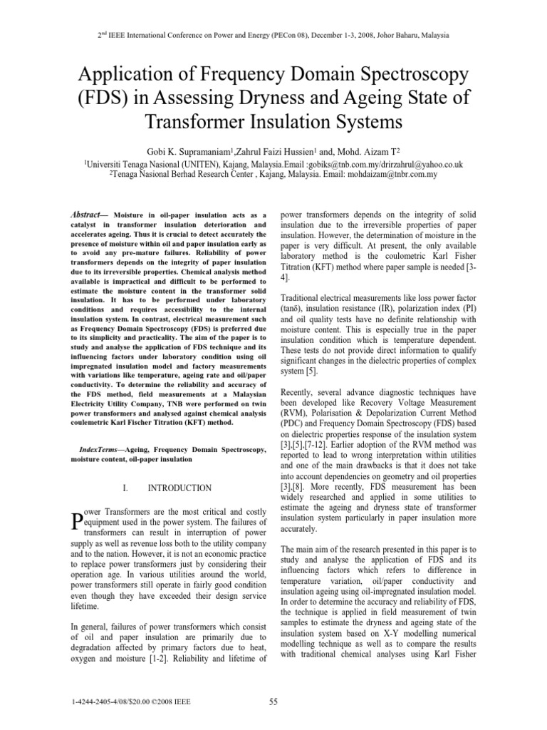 Application of Frequency Domain Spectroscopy (FDS) in Assessing Dryness ...