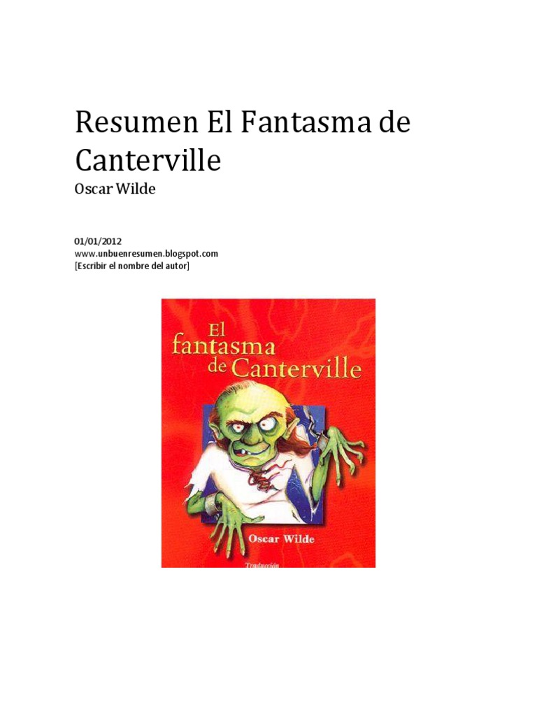 Resumen El Fantasma de Canterville Fantasmas