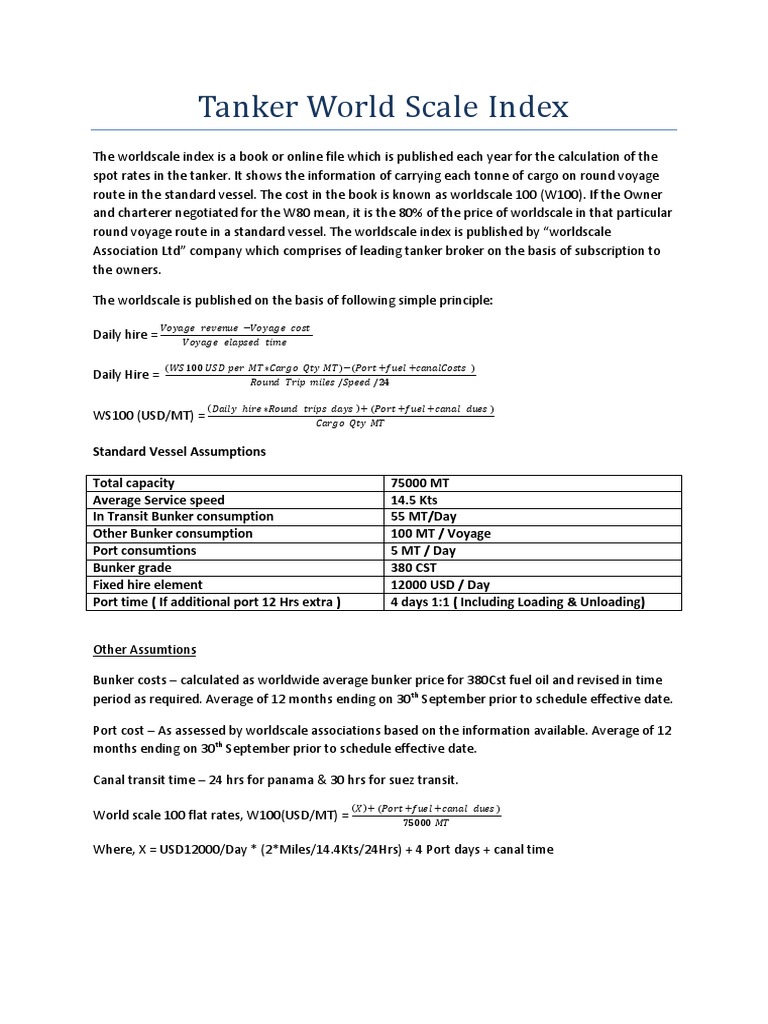 Tanker World Scale Index | PDF | Oil Tanker | Fuel Oil