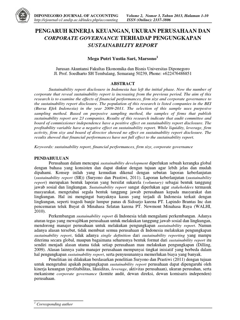 Impact of Financial Performance on Sustainability Reporting | PDF ...