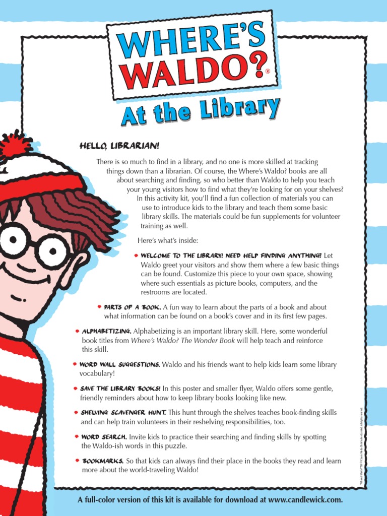 Where's Waldo? at The Library Kit PDF Librarian Libraries