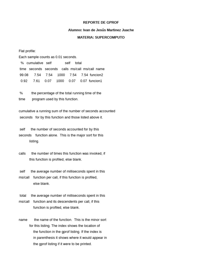 Gprof Profiling Report Analysis | PDF | Function (Mathematics ...