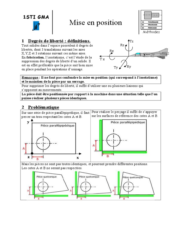 Mise en position et isostatisme en usinage PDF Machine Physique — free download