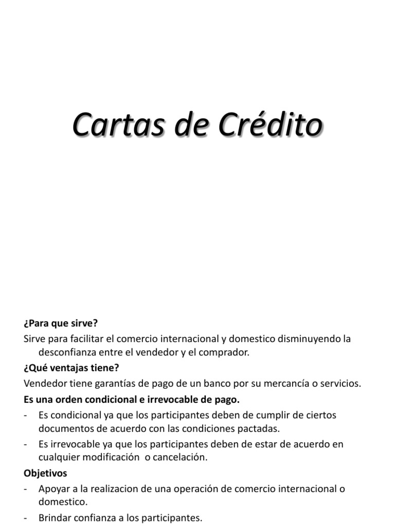 Cartas de Crédito Carta de crédito Bancos