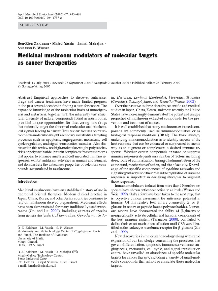 Medicinal Mushroom Modulators | PDF