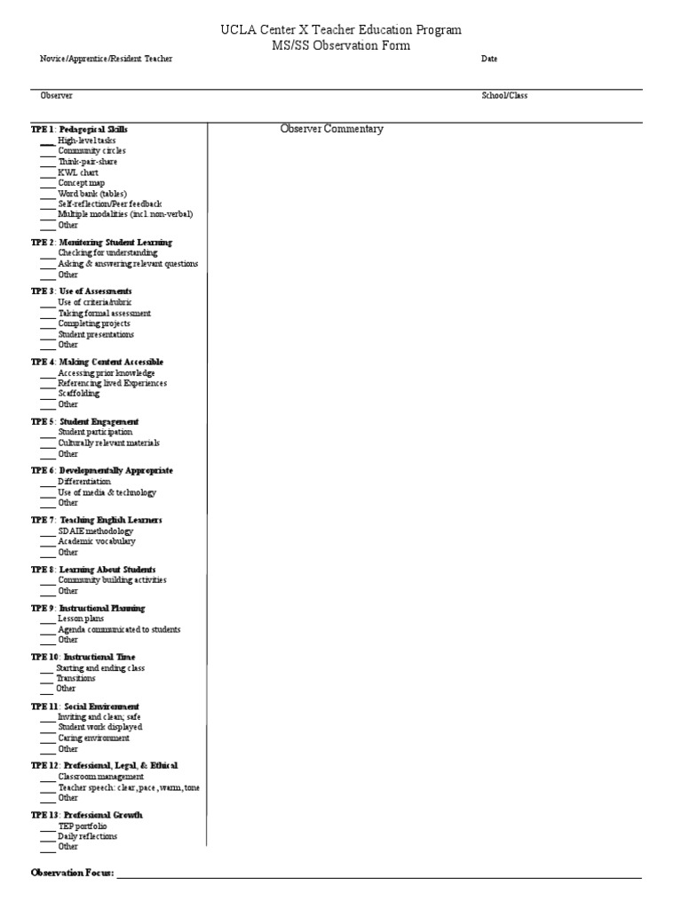 Observation Form | PDF