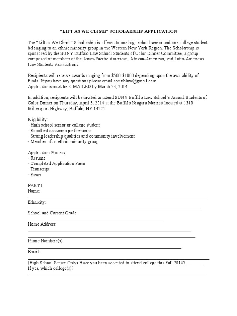 "Lift as We Climb" Scholarship Application Cyberbullying Justice