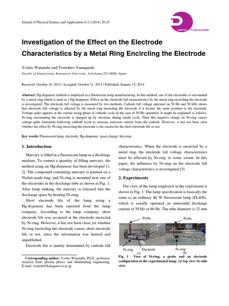 Investigation of The Effect On The Electrode Characteristics by A Metal ...