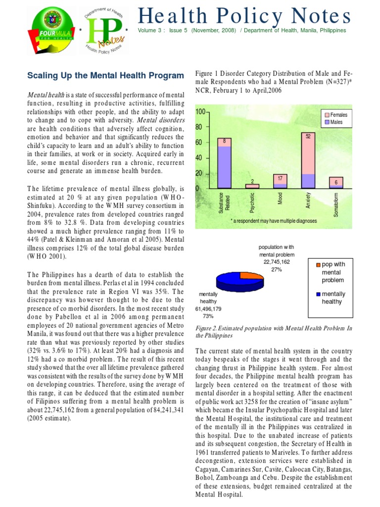 Mental Health System in the Philippines | PDF | Psychiatry ...