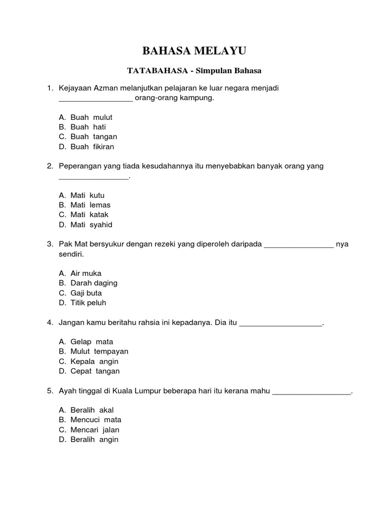 Simpulan Bahasa Tahun 4