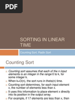 Sorting in Linear Time: Counting Sort, Radix Sort