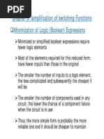 Chapter 5: Simplification of Switching Functions: Minimization of Logic (Boolean) Expressions