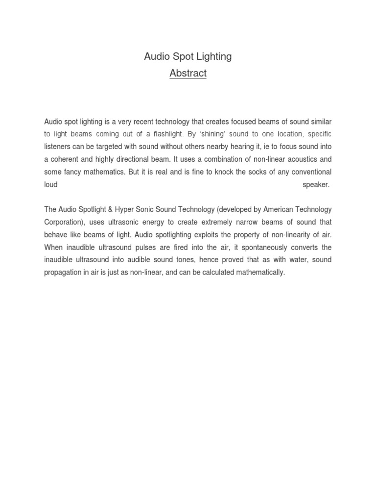 Audio Spot Lighting | PDF | Technology & Engineering