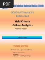 Solid Mechanics Ii BMCS 3333: Yield Criteria - Failure Analysis