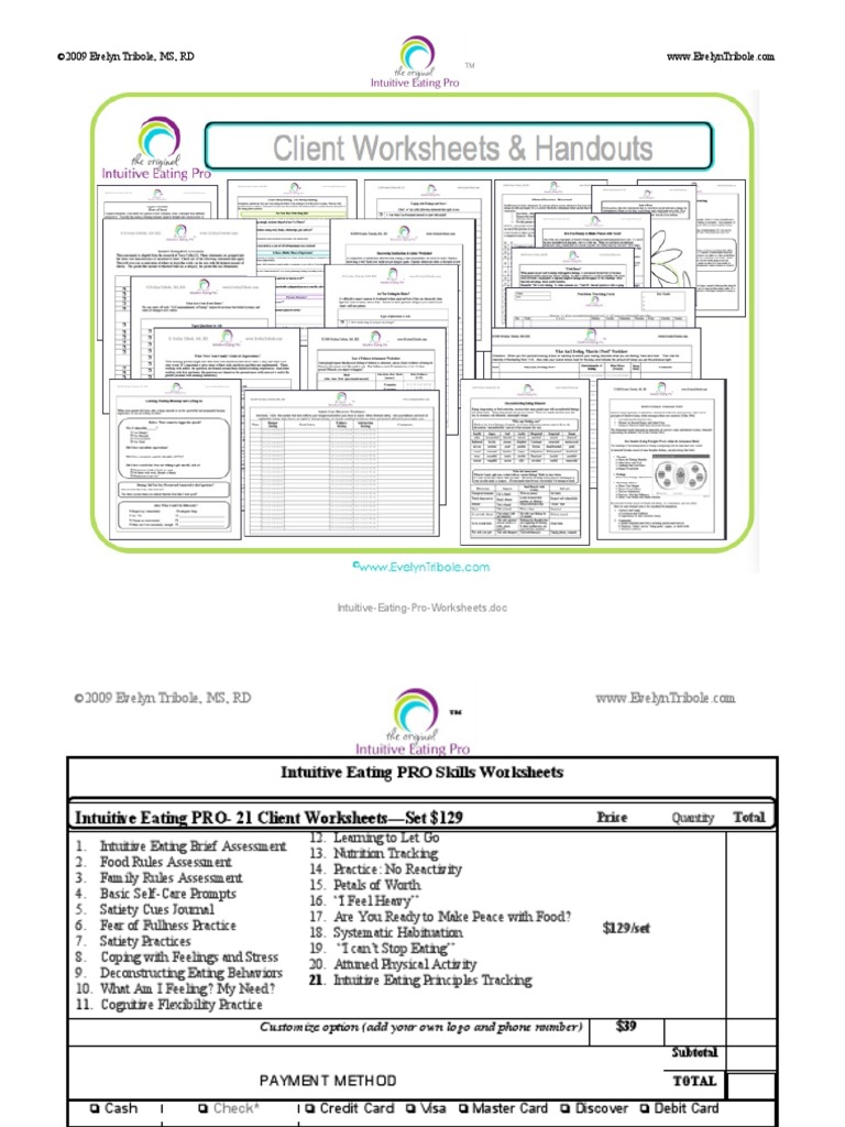 Intuitive Eating PRO Worksheets Set | PDF | Eating | Credit Card