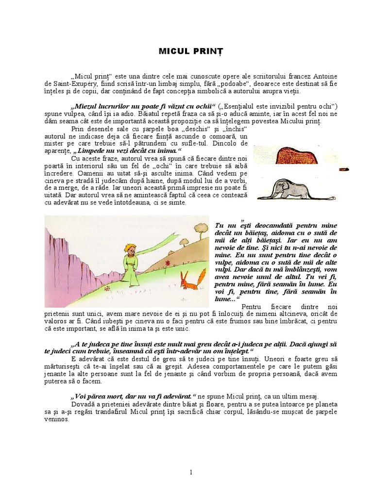 Micul Print - Caracterizare cu citate