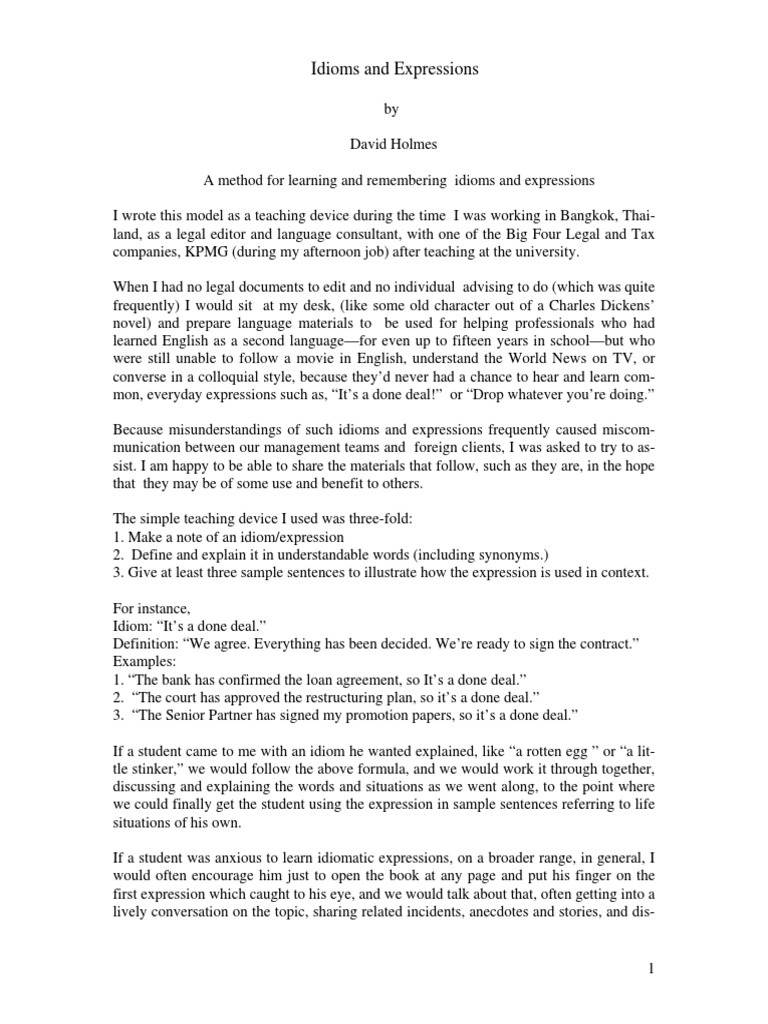 Idioms Expressions Idiom Vocabulary