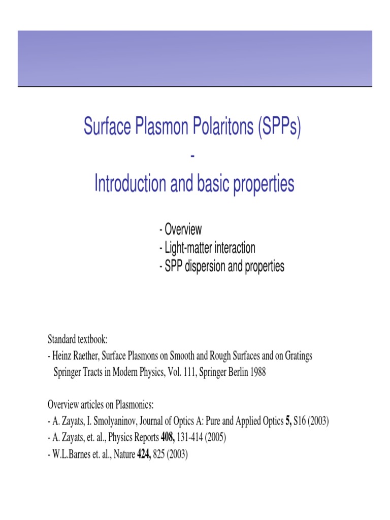 Understanding Surface Plasmon Polaritons | PDF