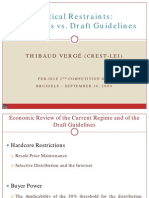 Vertical Restraints and Distribution Agreements, 30.09.2009: An Economic Review of The Current Regime and of The Commission's Drafts
