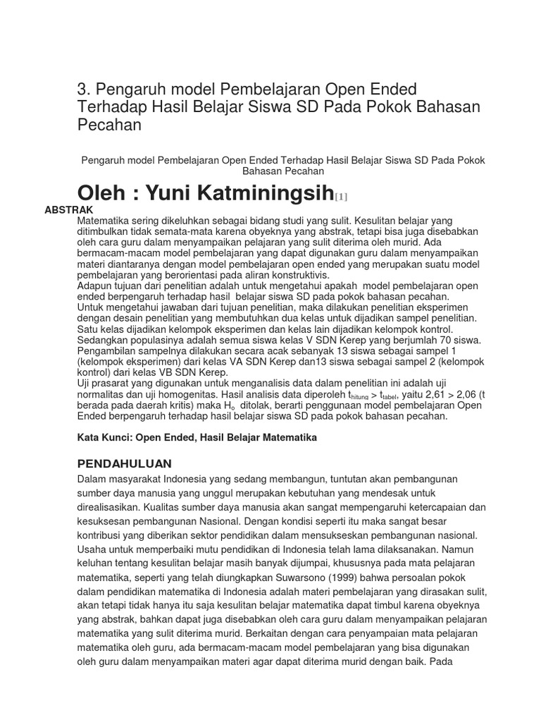 Open Ended Materi Pecahan