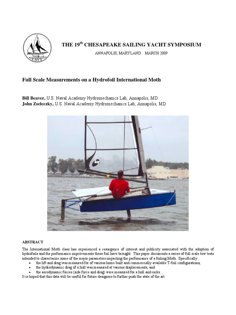 International Moth Hydrofoil | Drag (Physics) | Hull (Watercraft)
