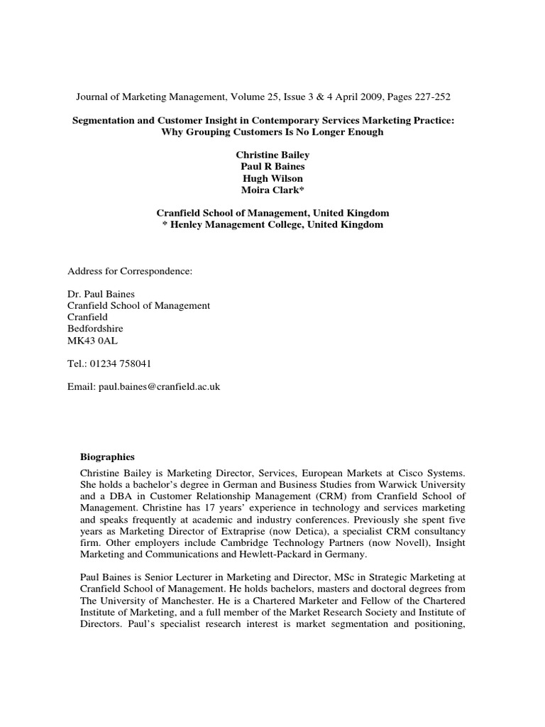 Customer Insight in Services Marketing | PDF | Market Segmentation ...