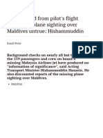 Data deleted from pilot's flight simulator; plane sighting over Maldives untrue: Hishammuddin