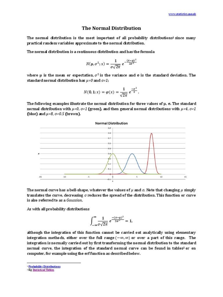 The Normal Distribution or Gaussian | PDF | Normal Distribution ...