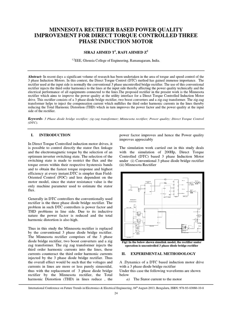 Minnesota Rectifier Based Power Quality Improvement For Direct Torque ...