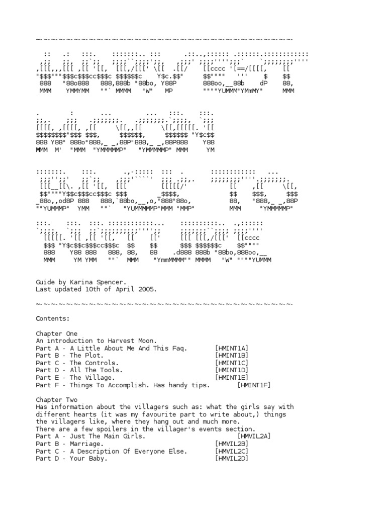 Harvest Moon Back To Nature PDF Chicken Sheep