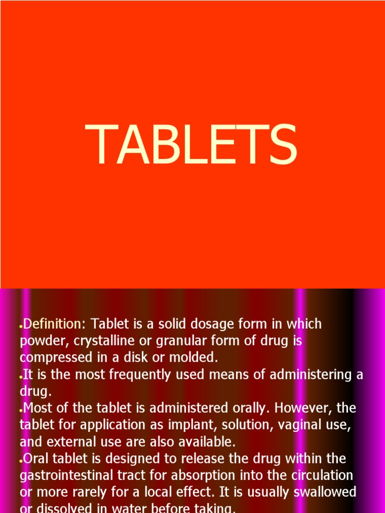 Tablets Tablet (Pharmacy) Chemical Substances