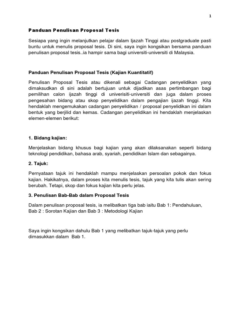 Panduan Penulisan Proposal Tesis Pdf