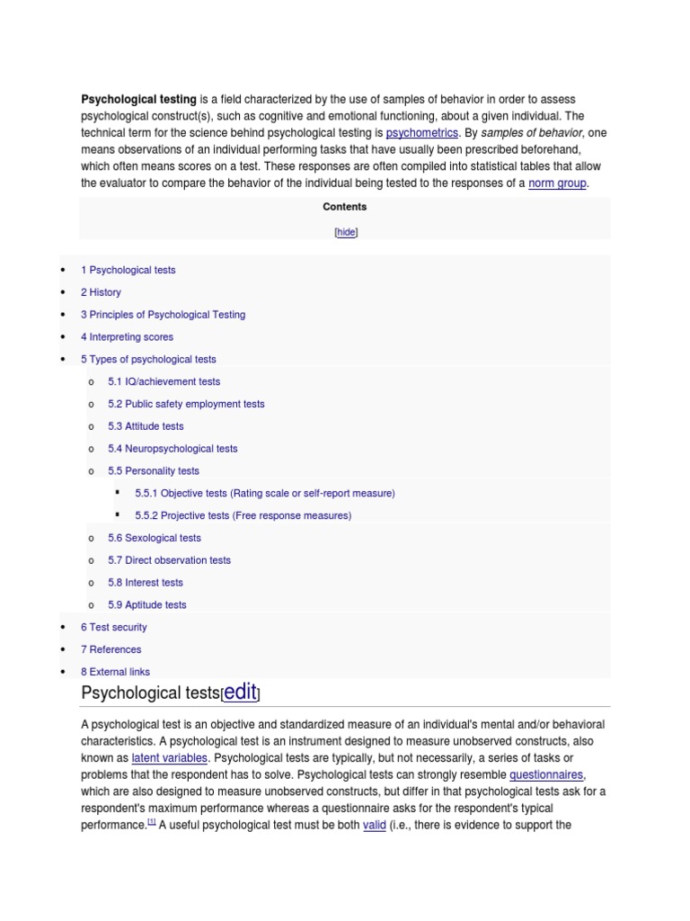 Principles of Psychological Testing | PDF | Psychological Testing ...