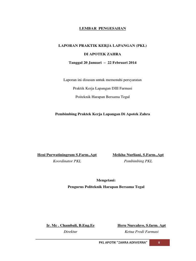 Contoh Laporan Pkl Di Apotek Lina Pdf
