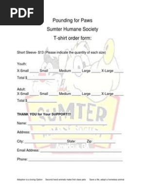 Tshirt Order Form