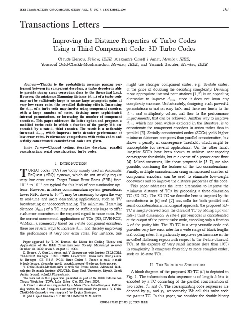 Enhancing Turbo Codes with 3D Structure | PDF | Forward Error ...