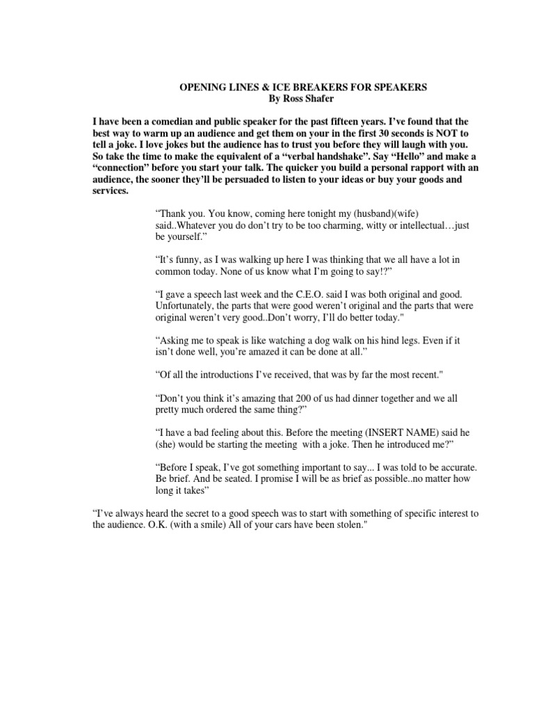 Good Opening Lines PDF Leisure