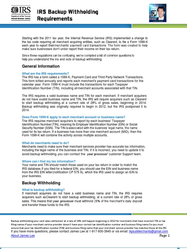 Understanding Backup Withholding Tax | PDF
