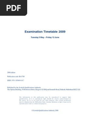 Sqa Exam Timetable 2009 Cognition Psychology - 