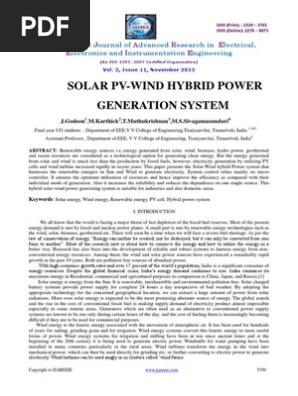 Solar Pv Wind Hybrid Power Generation System Wind Power
