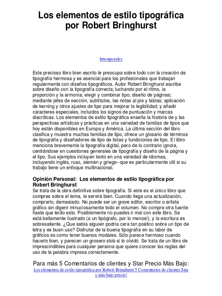 LOS ELEMENTOS DEL ESTILO TIPOGRAFICO (2ª ED.) | ROBERT BRINGHURST | Casa  del Libro